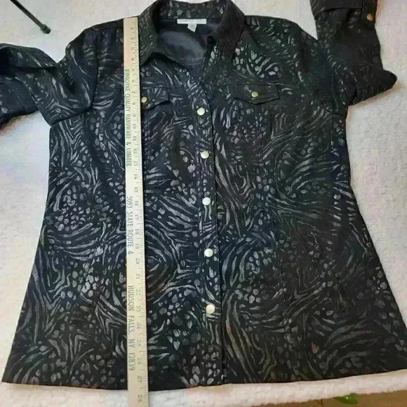 JM Collection Jacket Womens Plus Size L Animal Print 3/4 Sleeve Snap Down - Picture 8 of 13